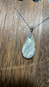 Gemstone leaf sterling silver necklace.